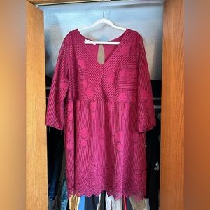 Maroon 3/4 Sleeve Lace Dress Maurice’s Size 2